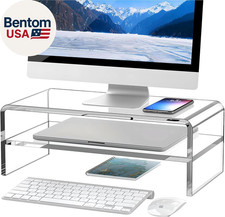 Clear Acrylic Monitor Stand Riser 2 Tier, 5.12 Inches High Clear Computer Desk O