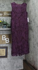 JS Collections Tea Length Fit Flare Sleeveless Bateau Neck Dress Purple 14
