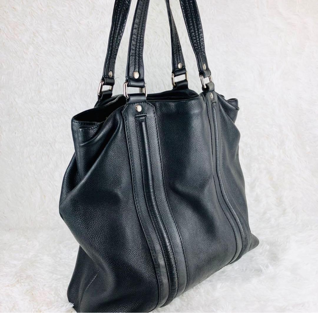 GUCCI Leather Tote Bag Cellarius Black Authentic Women's Fashion thumbnail 2