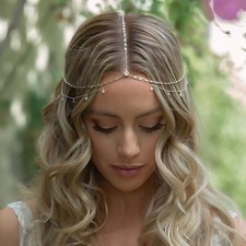 Rhinestone Head Chain Silver Bride Headpiece Wedding Headbands Chain Layered ...