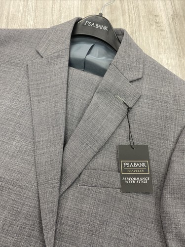 NWT LIGHT GRAY JOS A BANK SUIT SZ 41 Regular Modern Flat Fro Double Vent NICEE - Picture 3 of 11