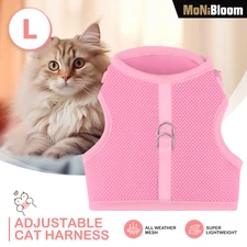 Pink Large Cat Pet Harness Escape Proof Breathable Mesh Adjustable Control Vest