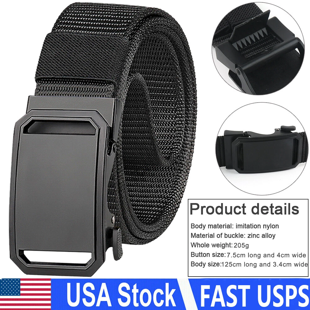 Men's Tactical Belt Alloy Automatic Buckle Canvas Belt Quick Release Gun Belt