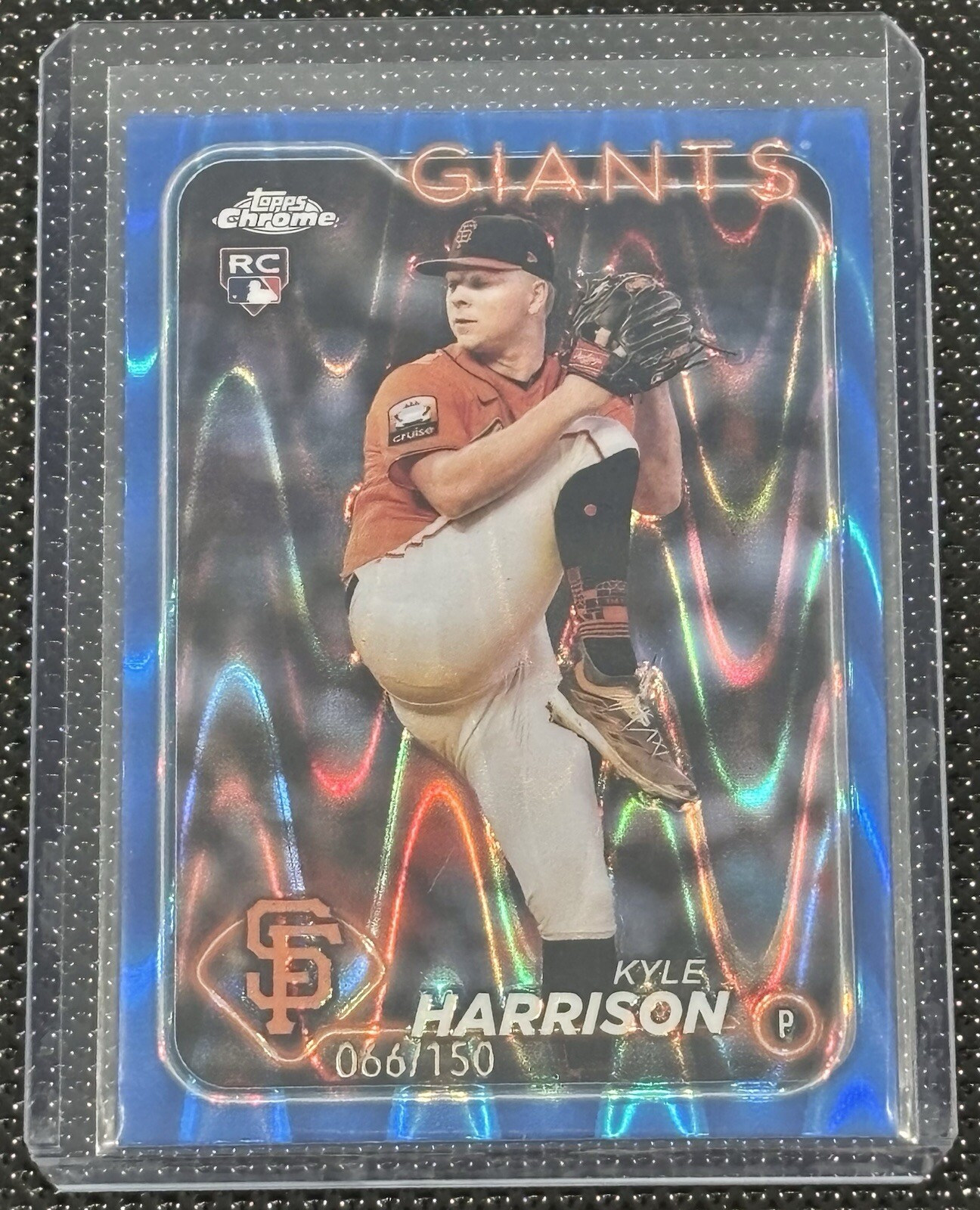 2024 Topps Chrome Kyle Harrison Rookie Blue RayWave Refractor /150 #191 Giants