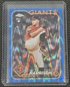 2024 Topps Chrome Kyle Harrison Rookie Blue RayWave Refractor /150 #191 Giants 