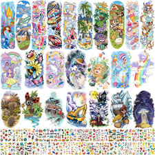 66 Sheets Full  Half Arm Temporary Tattoos Sleeves for Kids Mixed Size Fake T