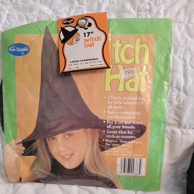 NOS Fun World  17'' Witch Hat Black Cloth Qty1