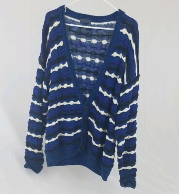 ETCHINGS 1C Men's Medium Cardigan Sweater 90's 3d Hip hop  Cosby style
