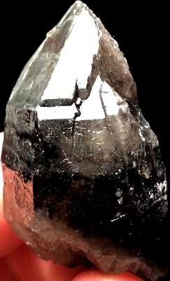19g Natural Black SMOKY skeletal Elestial QUARTZ Crystal Point DT&Phantom  s583