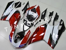 For 1198/1098/848 07-11 Kit Red White ABS Injection Mold Bodywork Fairing Kit