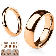 Bandring glänzend spiegelpoliert Roségold IP Kuppel 316L chirurgischer Edelstahl