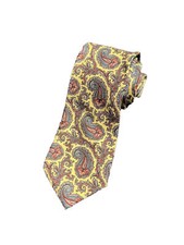 Liberty of London Vintage Tie Yellow Paisley Silk Made In USA