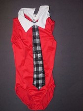 NWT Dance costume Schoolgirl leotard w/ attached collar and business tie ladies