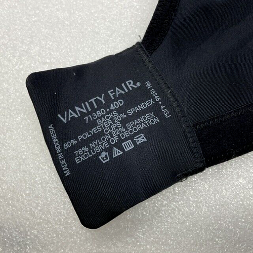 Reggiseno 40D Vanity Fair Beauty Back figura completa senza ferretto nero 71380 leggermente imbottito - Foto 9 di 9