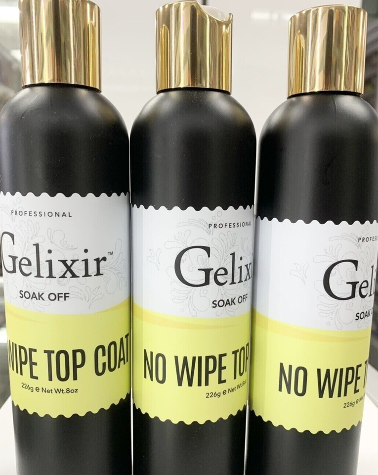 3 Bottles Gelixir Soak Off Gel - Top Coat No Wipe Refill 8 oz | eBay
