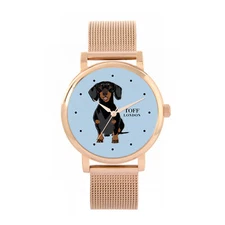Toff London TLWS-27043 Ladies Black Dachshund Dog Watch