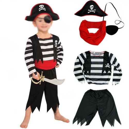 Kids Pirate Costume Boys Caribbean Book Week Day Fancy Dress Outfit