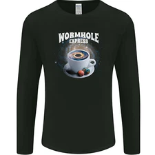 Wormhole Express Funny Coffee Planets Space Mens Long Sleeve T-Shirt