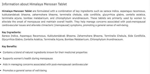 Himalaya Menosan Tabs for Women health 1 box FREE SHIP Exp 2027 Buy 2 Get 1 FREE - Picture 5 of 7