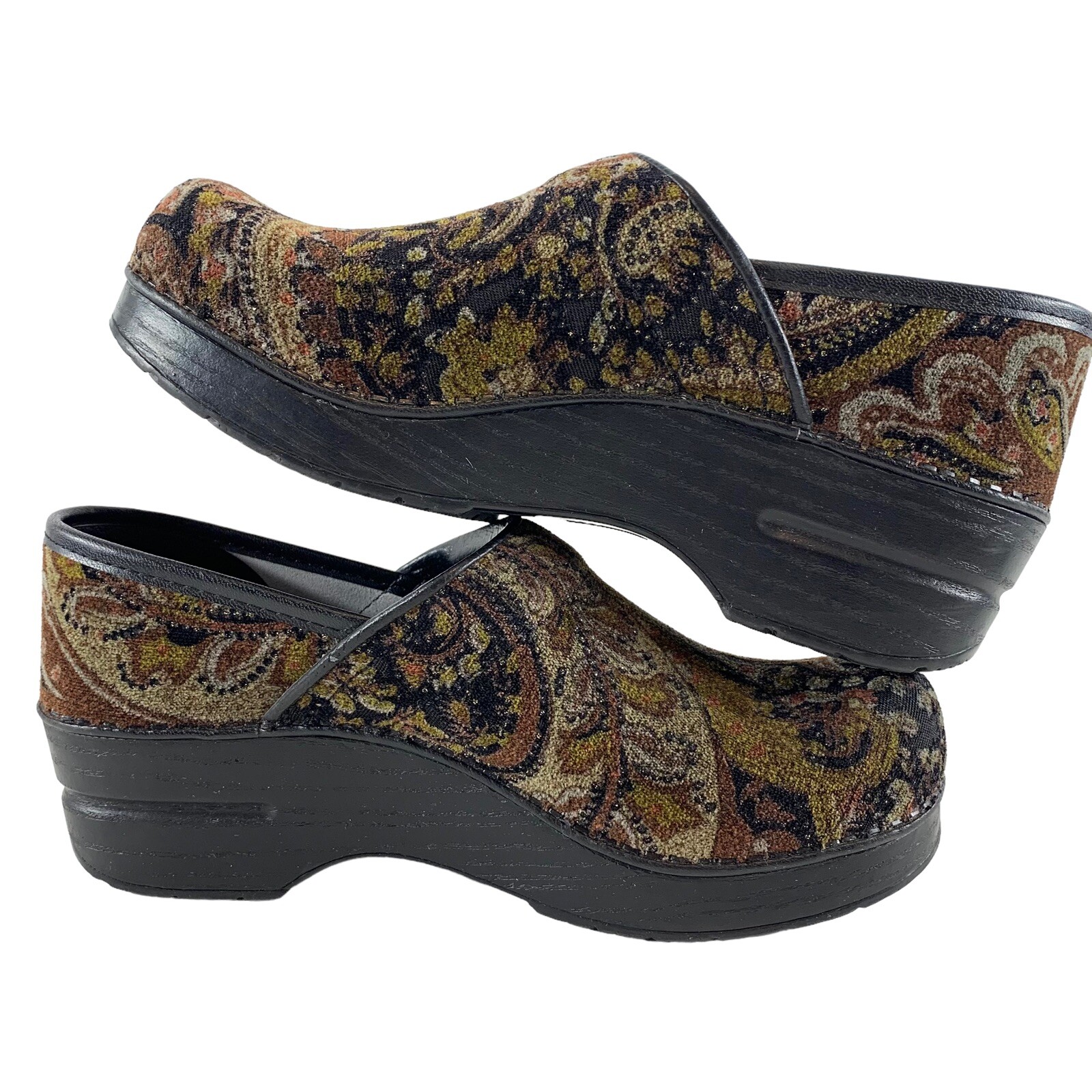 Dansko Paisley Tapestry Slip On Clogs Brown/Bronze Size 37 EU, 6.5 7 US Shoes eBay