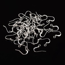100pcs Brass Silver Earring Hooks with Ball Charms French Earwires Findings 15mm