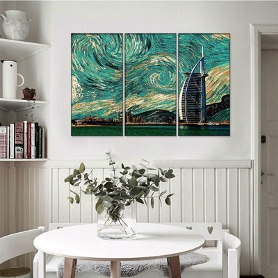 Dubai City Trippy Burj Al Arab View Canvas Print Wall Art Home Decor 3 Piece Set Ebay