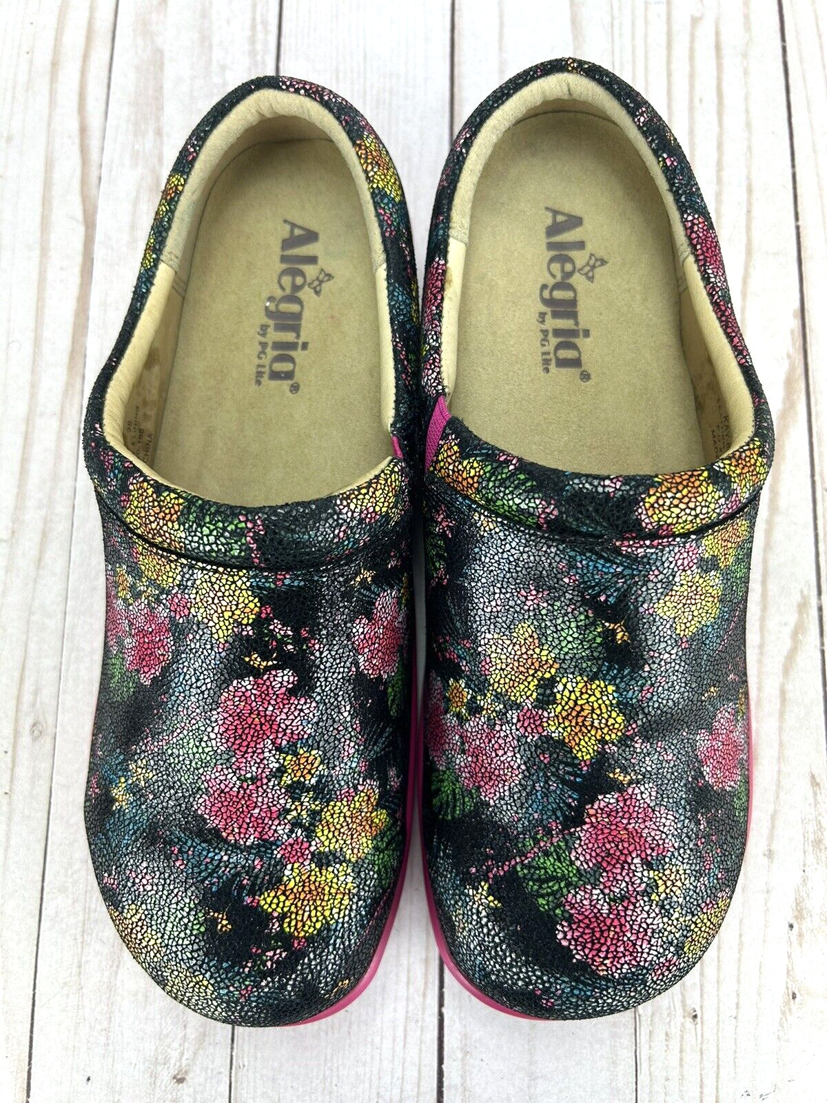 Alegria Kayla Lei Multi Floral Mule Clogs for Women Size 8 Slip-On Professional