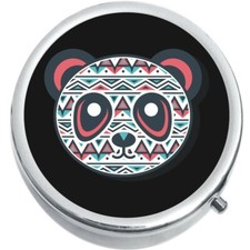 Aztec Panda on Black Medicine Vitamin Pill Box