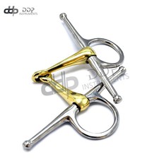 1 Piece Of Full Cheek Eggbutt Snaffle Horse Bit 5'' W/Gold, BT-0103