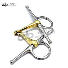 1 Piece Of Full Cheek Eggbutt Snaffle Horse Bit 5'' W/Gold, BT-0103