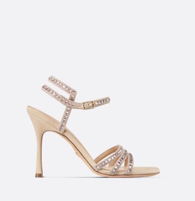 Dior Gem Embroidered Crystal Suede Heel Sandals size 36.5 | eBay