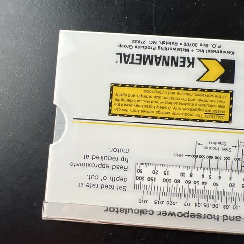 Vintage Kennametal K-Mill Feed & Speed Calculator Milling Hardness Conversion - 第 5/7 張圖片