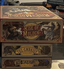 Rise Of Moloch World Of Smog Kickstarter board Game ALL