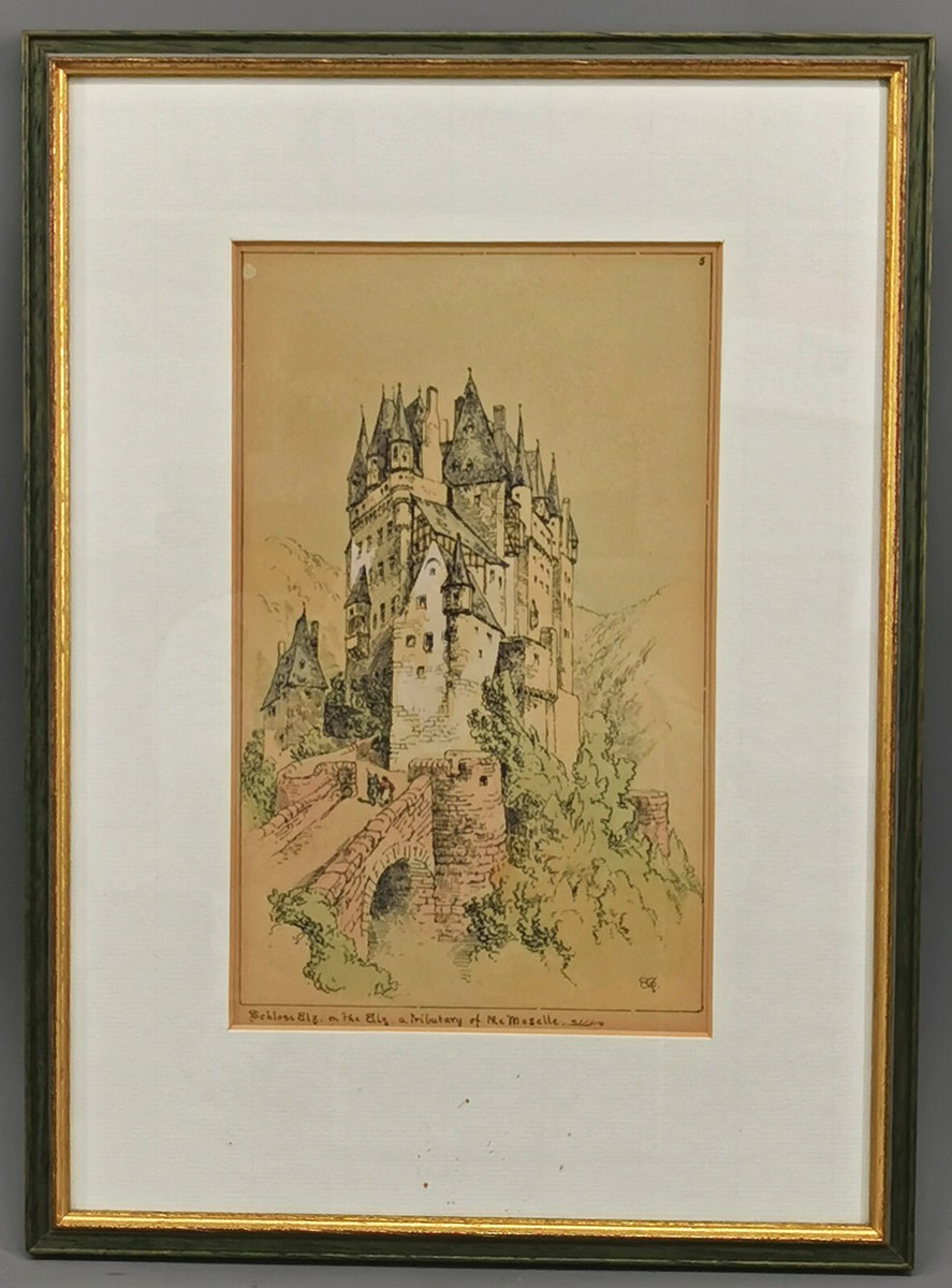 99863166-d Coloured Lithography Castle Eltz Monogram 