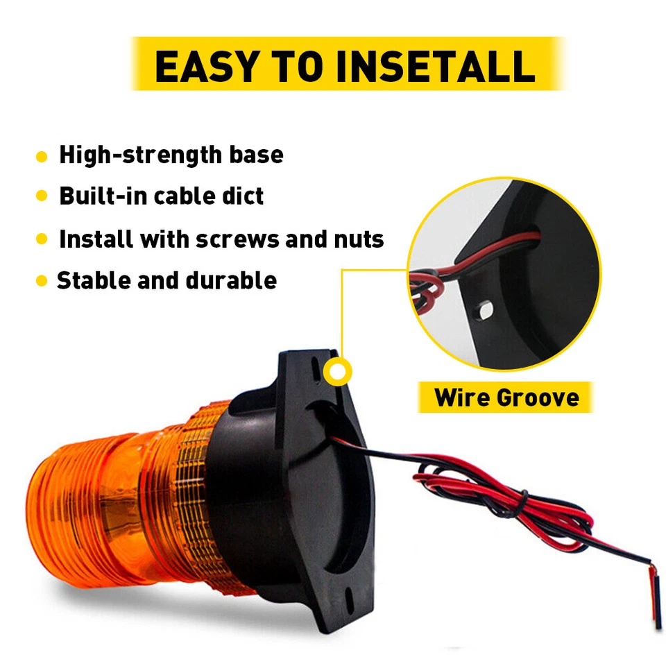 1-4x аварийные предупреждающие стробоскопические огни 30 светодиодов желтый маяк мигающий вилочный погрузчик грузовик - Изображение 4 из 4