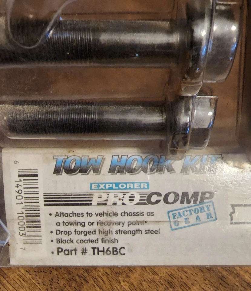 Pro Comp Suspension TH6BC Tow Hook 2 Hole Black Complete Kit - Image 3 of 3