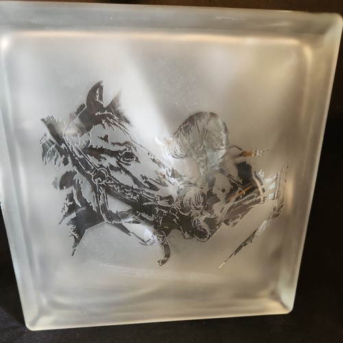 Rare Etched Glass Block Brick With Horse And Girl Western Decor - Picture 8 of 8