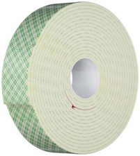 3M 4008 Natural Polyurethane Double Coated Foam Tape, 1.5" Width x 5yd Length 1