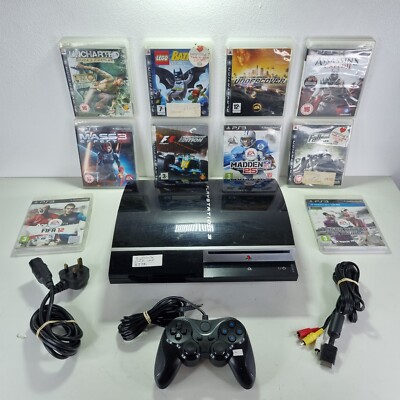 PS3 Fat Konsole - funktioniert mit PS2 AV Kabel - HDMI Kabel verbindet sich nicht + 10 Spiele
