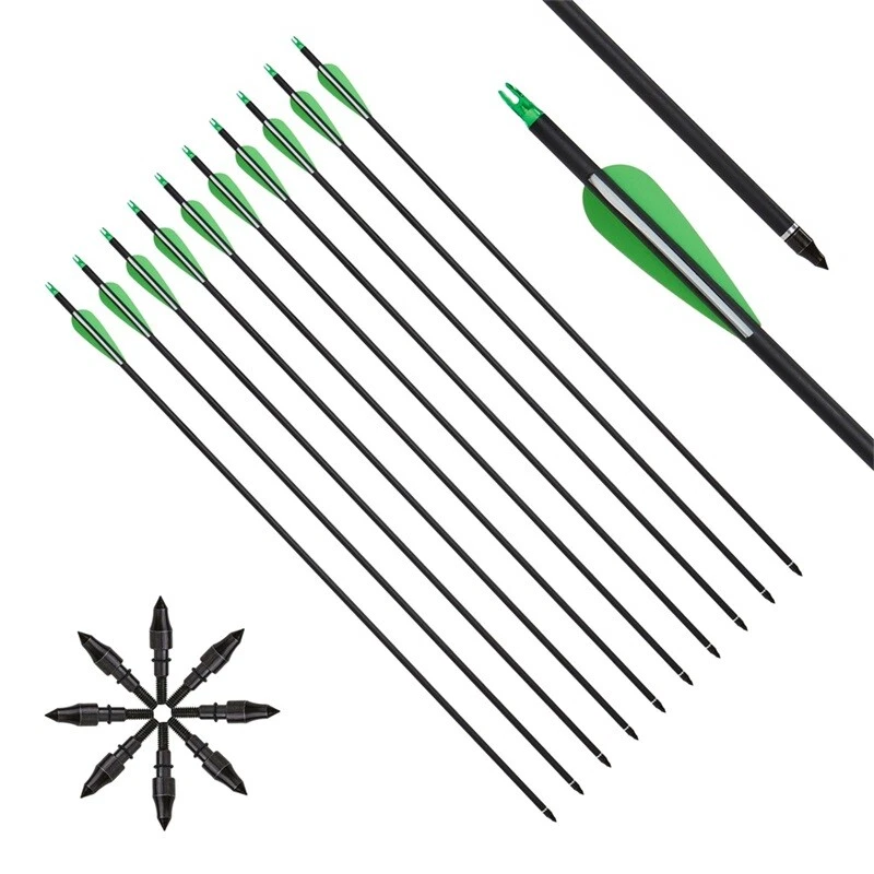 30" Hunting Carbon Arrows Archery SP500 for Recurve Bow/Compound Bow Arrows - Image 2 of 4
