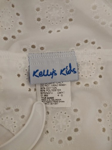 Girls Size 4-5 Kelly's Kid White Eyelet Tank Top Lined - Picture 5 of 5