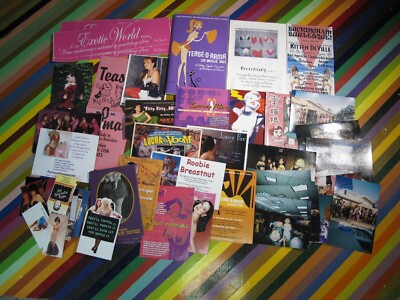 Vtg 1990s 2000s Burlesque Fetish Flyer postcard photo ephemera Ecdysiast revival