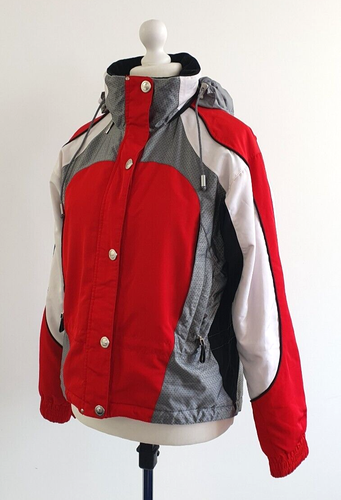 Marker Ski Snowboard Jacket Size UK 8/10 Red White Black Hood Drawstring Pockets - Picture 5 of 20