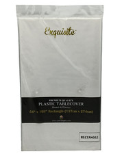 Premium Quality Plastic Table Cover White Rectangle 54" x 108"