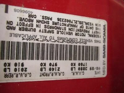 Cristal escotilla trasero izquierdo OEM 1983 1984 1985 1986 1987 1988 89 90 91 92 93 Saab 900 Foto 4 de 4