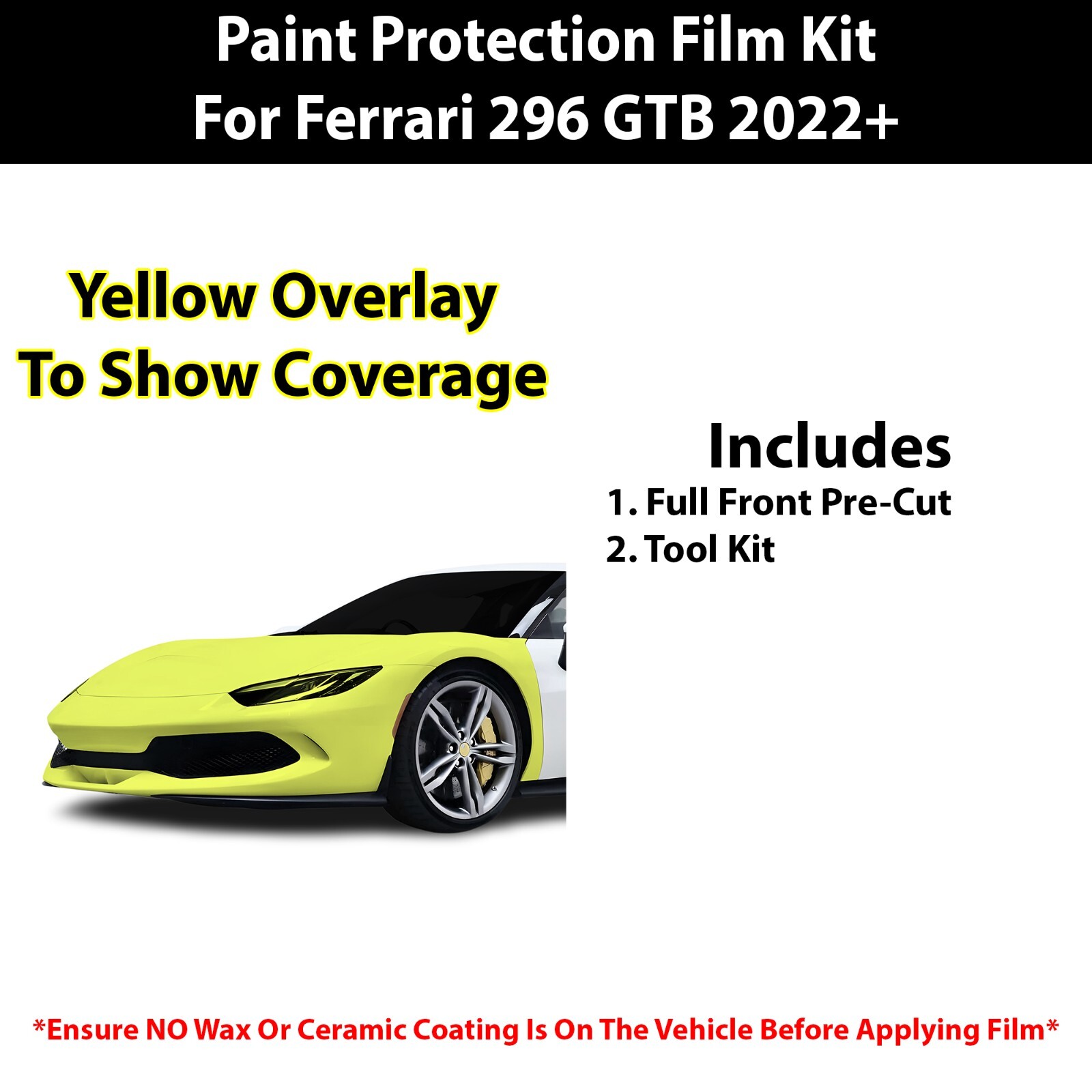 Pre Cut Paint Protection Film Clear Bra PPF Kit for Ferrari 296 GTB 2022+