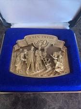 John Deere 150th Gold Farmers Plow Demo Belt Buckle 1987 Limited Edition