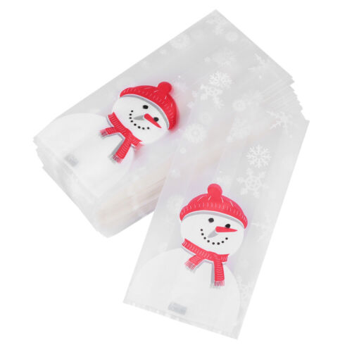 50pcs Christmas Cookie Bag Snowman Candy Bags Christmas Cellophane Bag - Picture 1 of 12