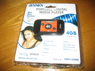 JENSEN Portable Digital Media Player, SMPV-4GBEB, sealed and new