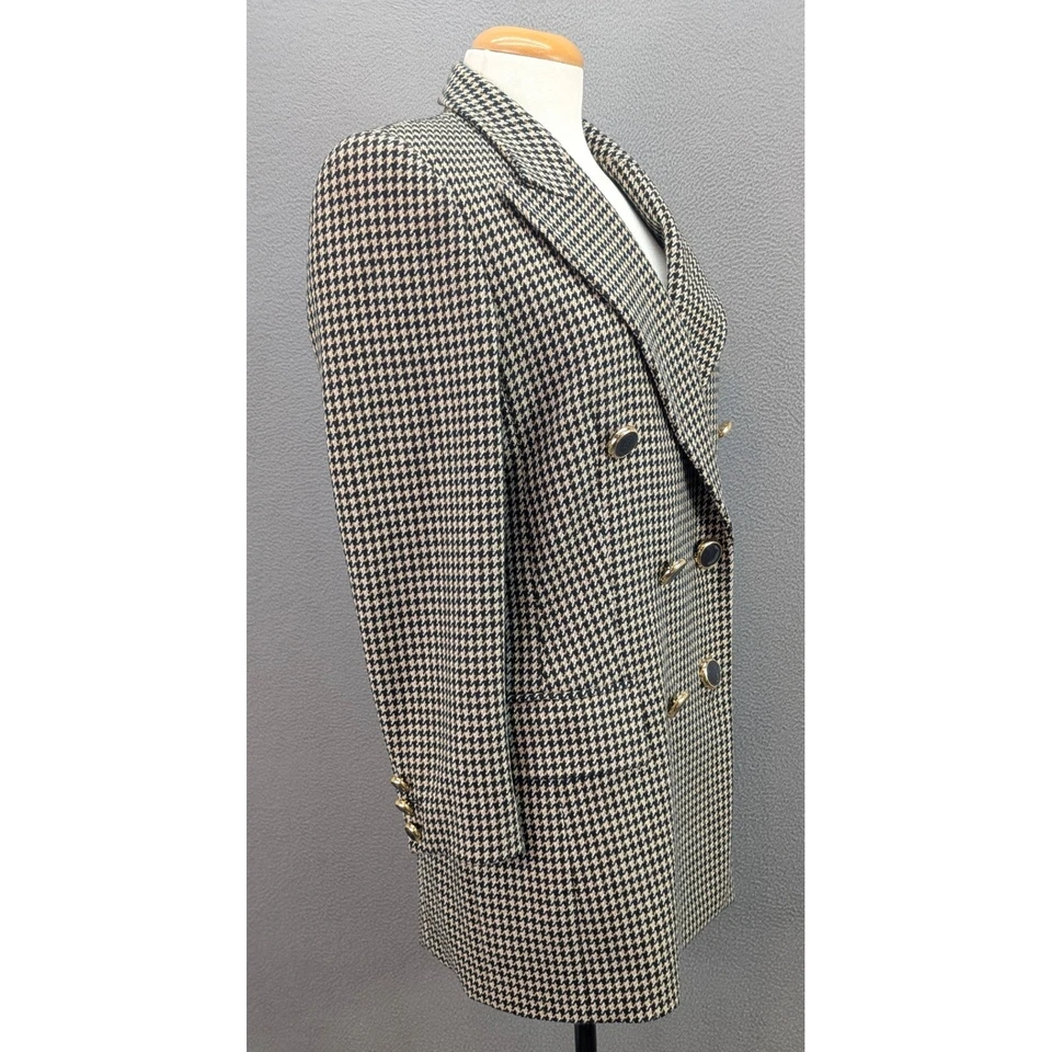 Blazer Escada Margaretha Ley Cachemir Doble Pecho Mujer Talla 34 Pata de Gallo Foto 4 de 4